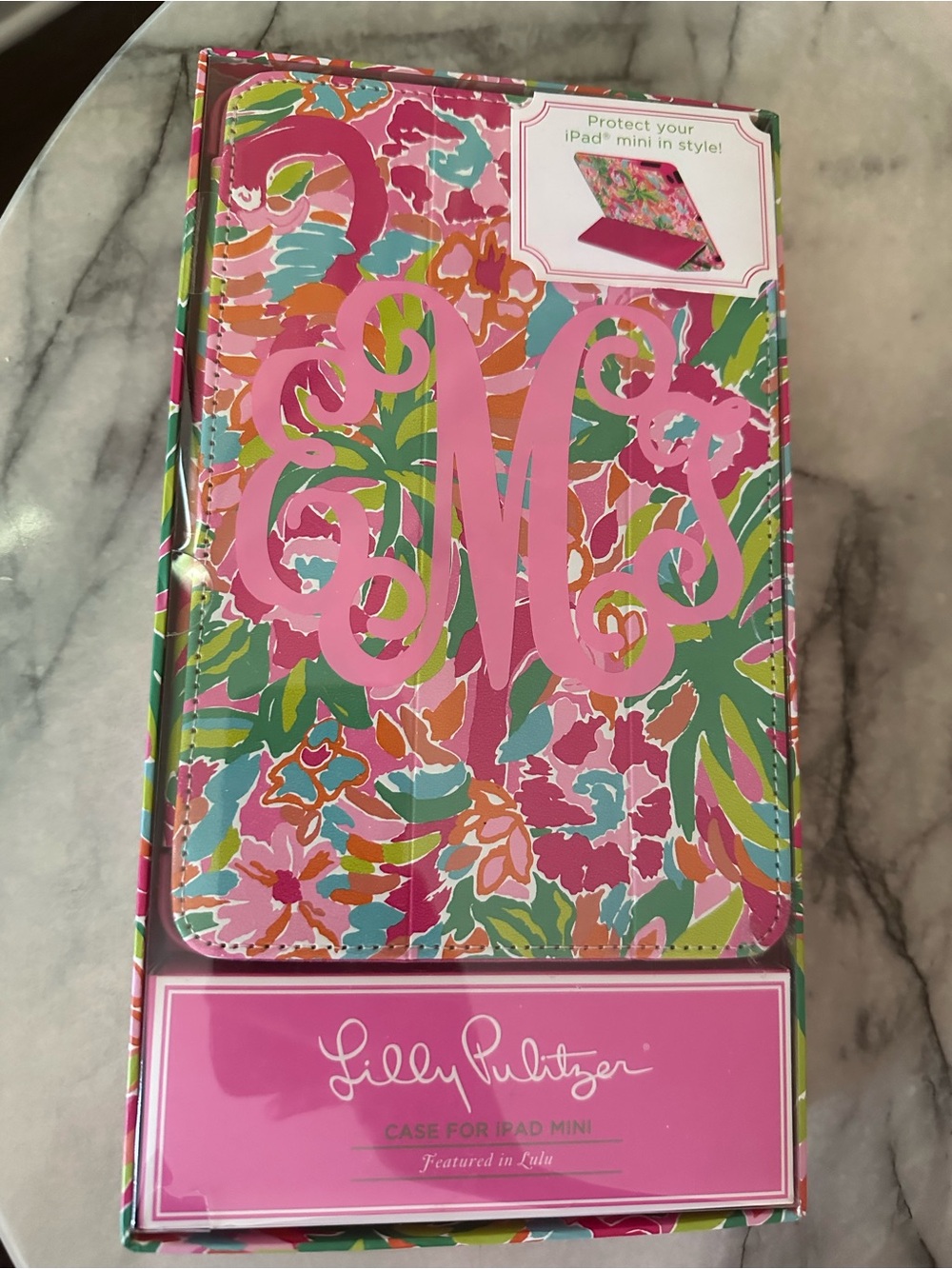Lilly Pulitzer Multicolor Floral iPad Mini Case with Pink Monogram M